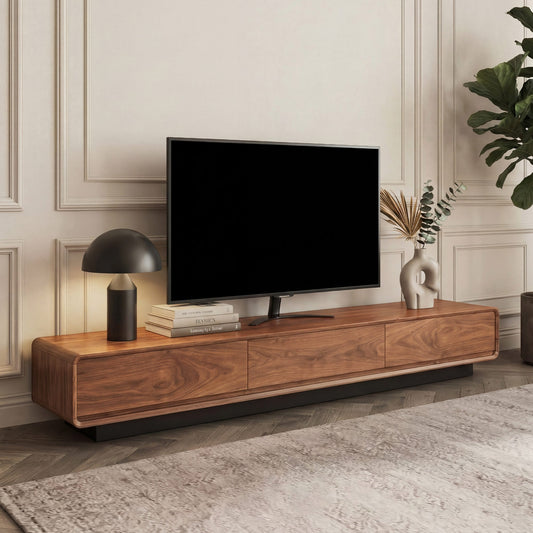 Large-Capacity TV Media Console in Walnut Finish