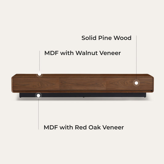 Large-Capacity TV Media Console in Walnut Finish