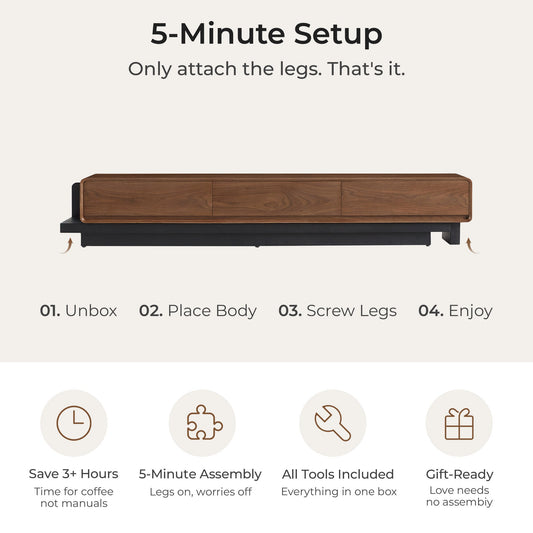 Large-Capacity TV Media Console in Walnut Finish