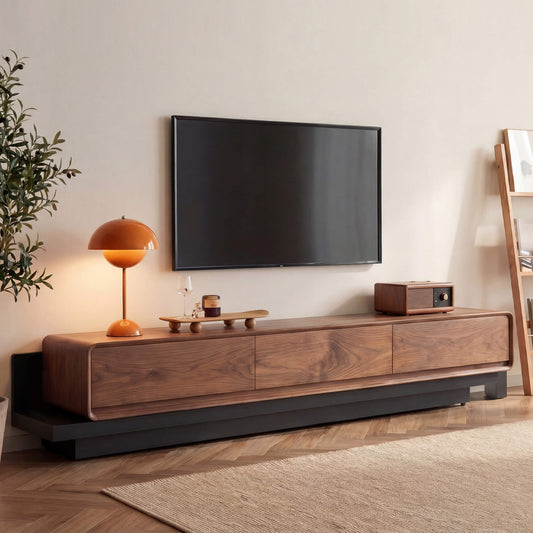 Large-Capacity TV Media Console in Walnut Finish
