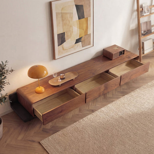 Large-Capacity TV Media Console in Walnut Finish