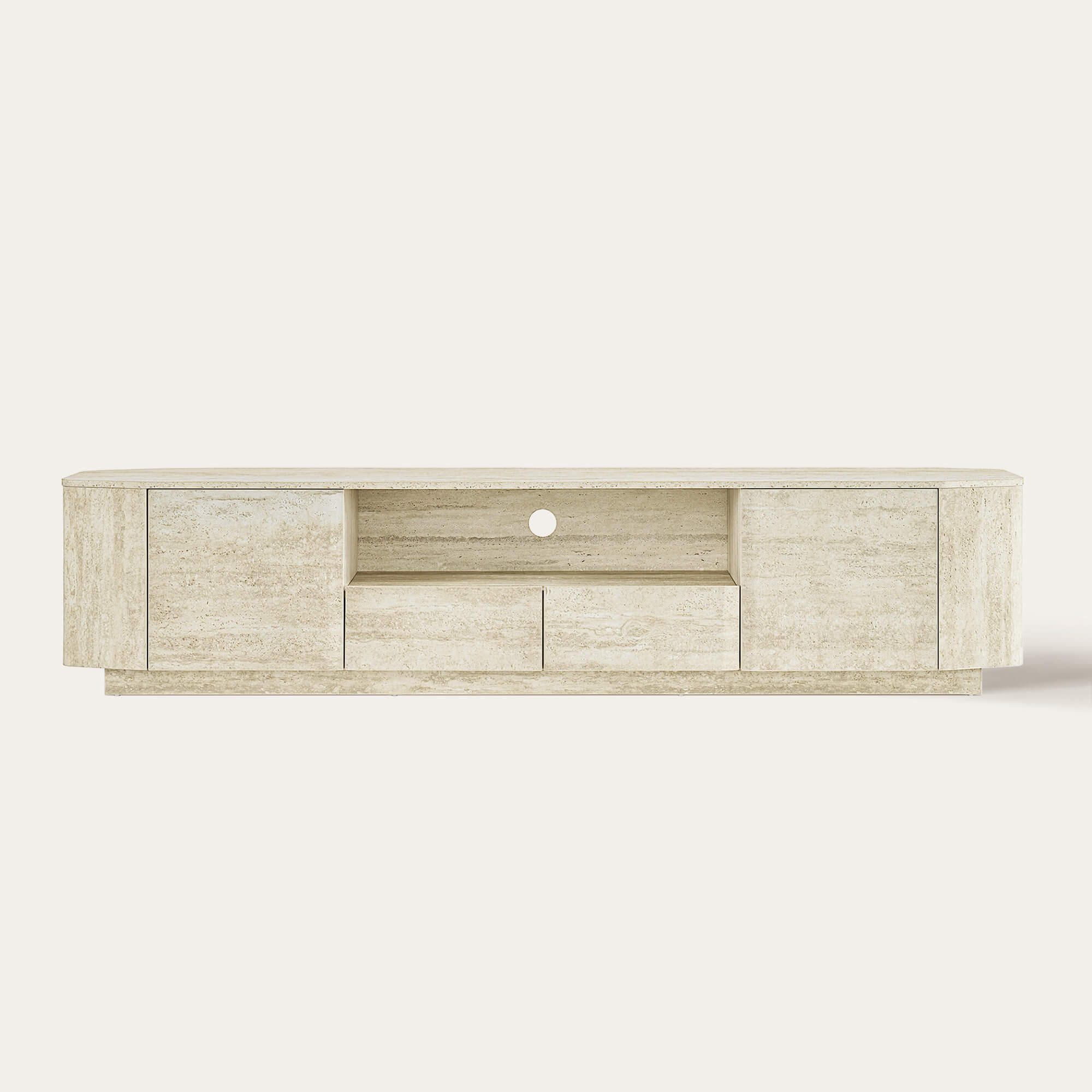 Large Travertine TV Console with Modern Design