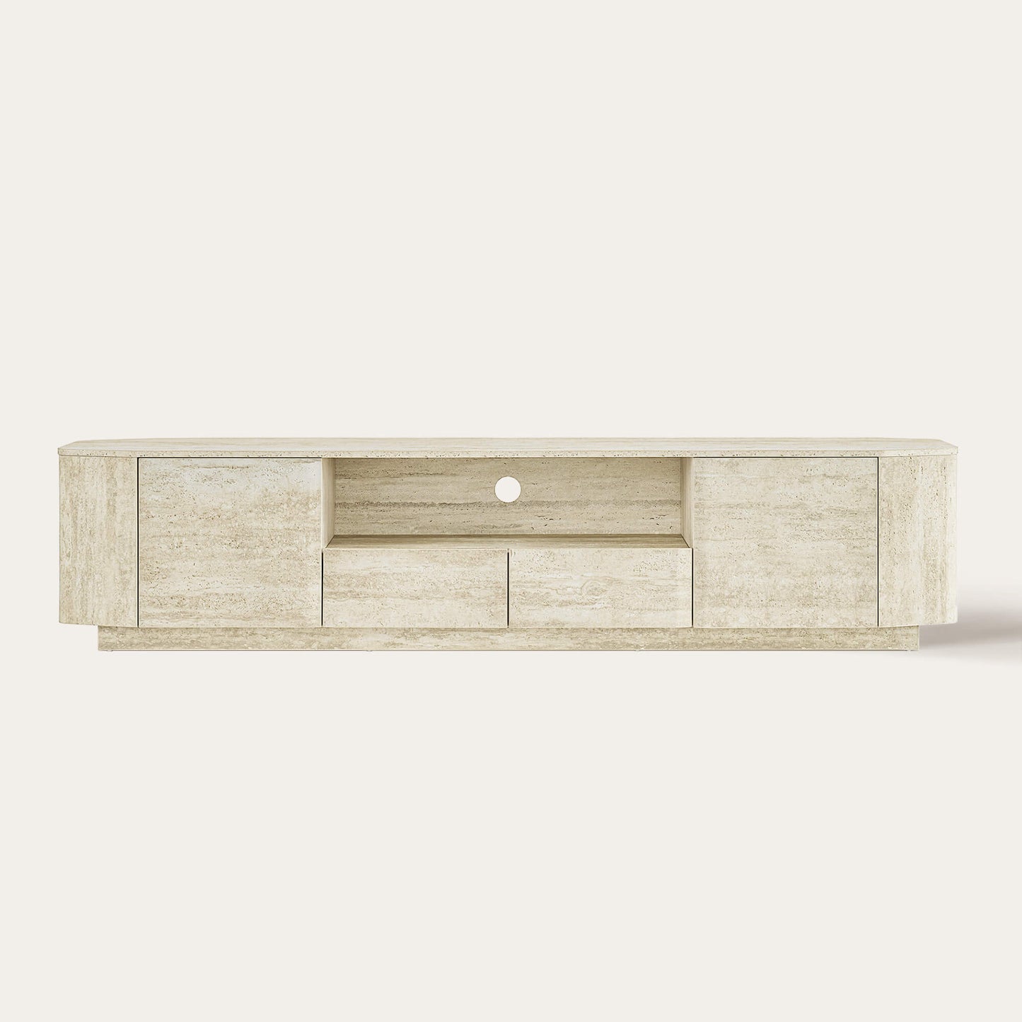 Large Travertine TV Console with Modern Design