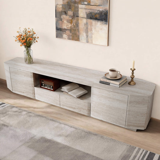 Large Travertine TV Console with Modern Design