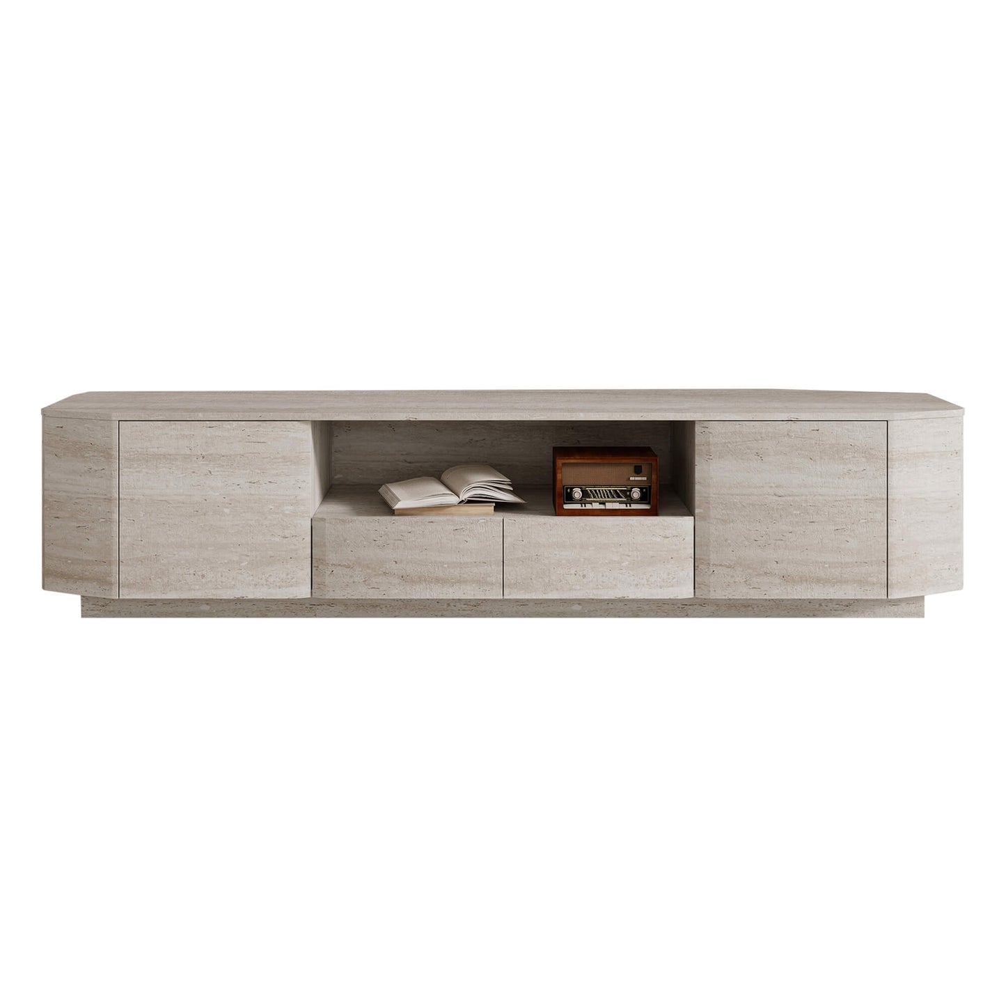 Large Travertine TV Console with Modern Design