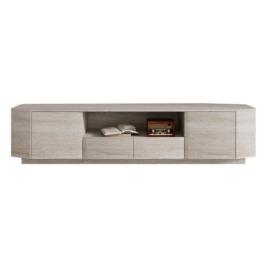 Large Travertine TV Console with Modern Design