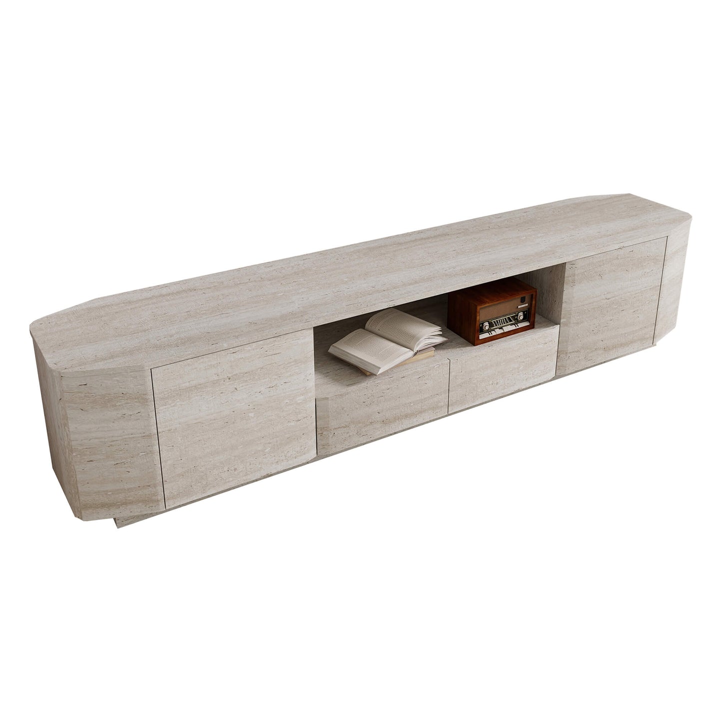 Large Travertine TV Console with Modern Design