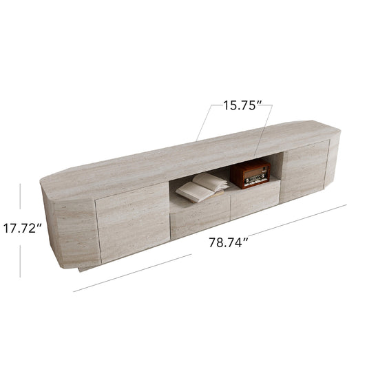 Large Travertine TV Console with Modern Design