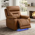 Leather Lay-Flat Power Recliner with LED Lighting