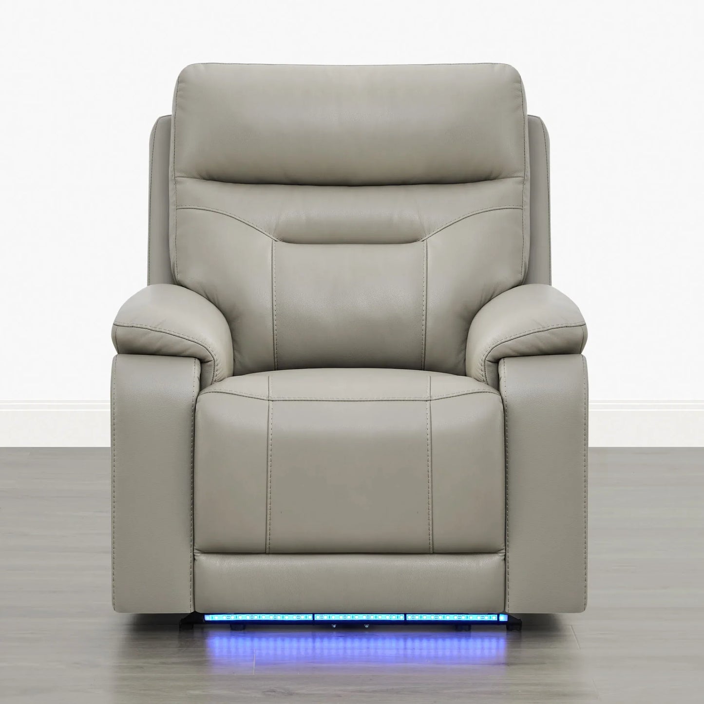 Leather Lay-Flat Power Recliner with LED Lighting