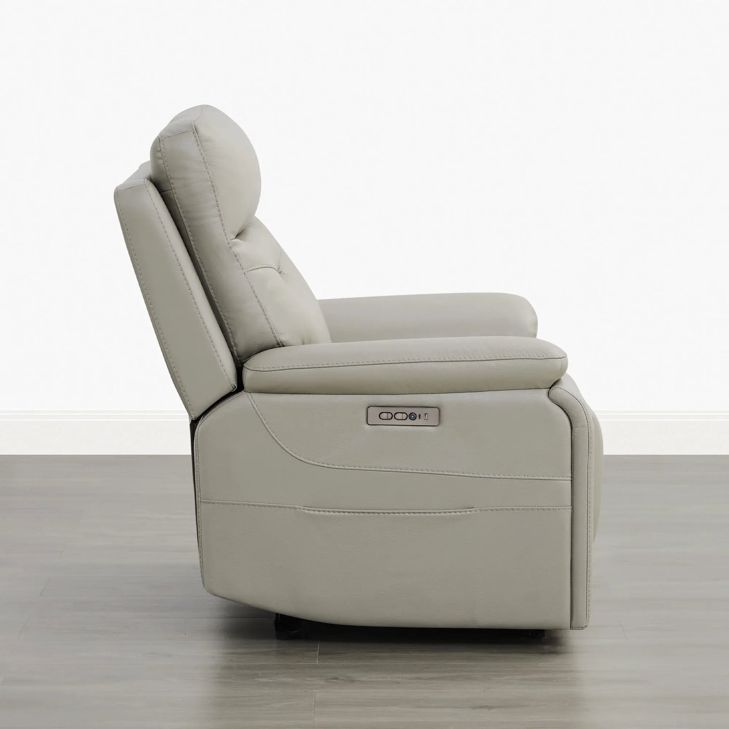 Leather Lay-Flat Power Recliner with LED Lighting