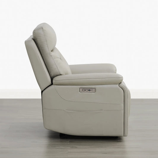 Leather Lay-Flat Power Recliner with LED Lighting