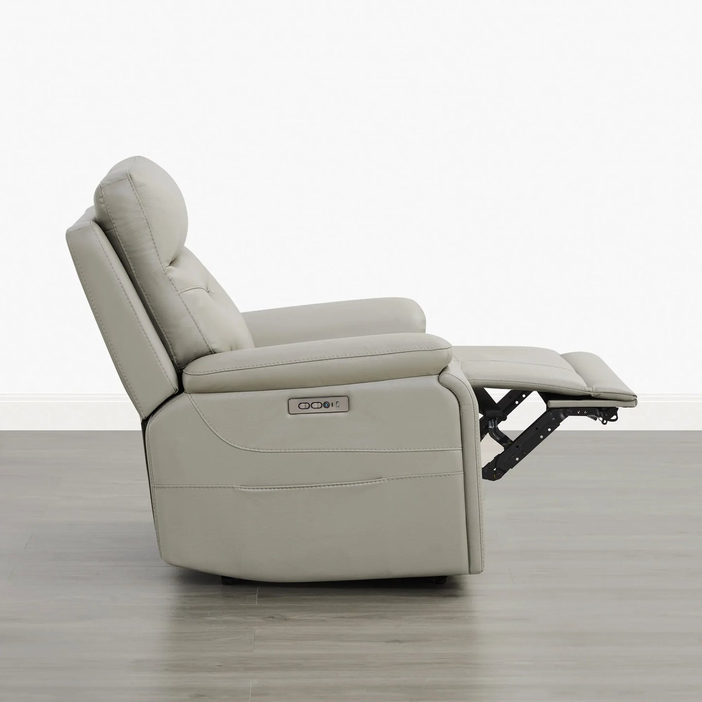 Leather Lay-Flat Power Recliner with LED Lighting