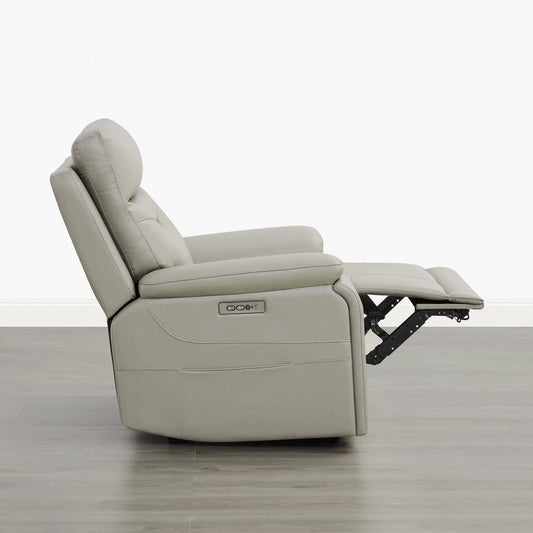 Leather Lay-Flat Power Recliner with LED Lighting