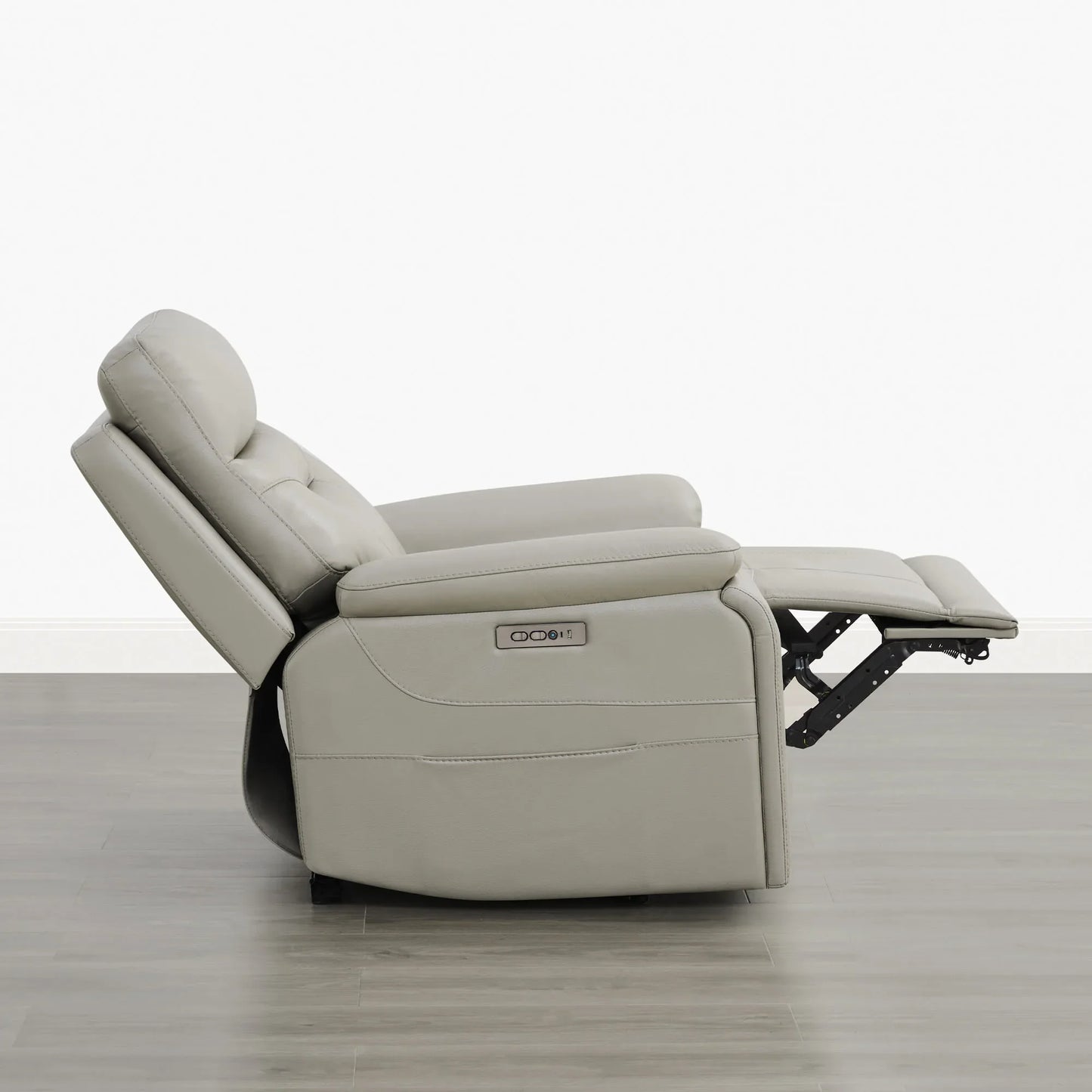 Leather Lay-Flat Power Recliner with LED Lighting