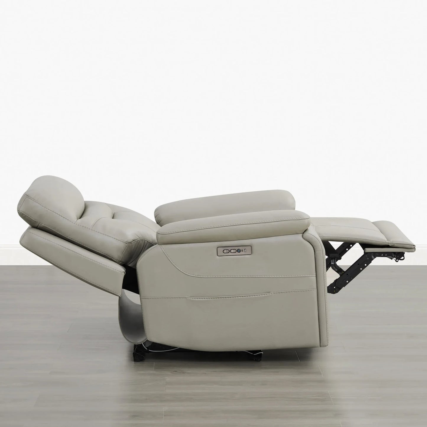 Leather Lay-Flat Power Recliner with LED Lighting