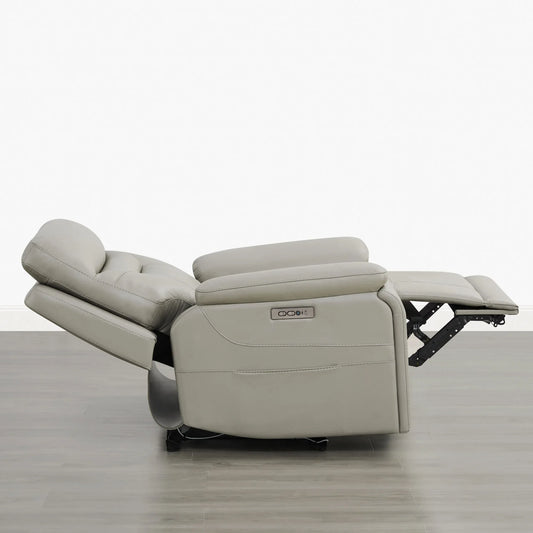 Leather Lay-Flat Power Recliner with LED Lighting
