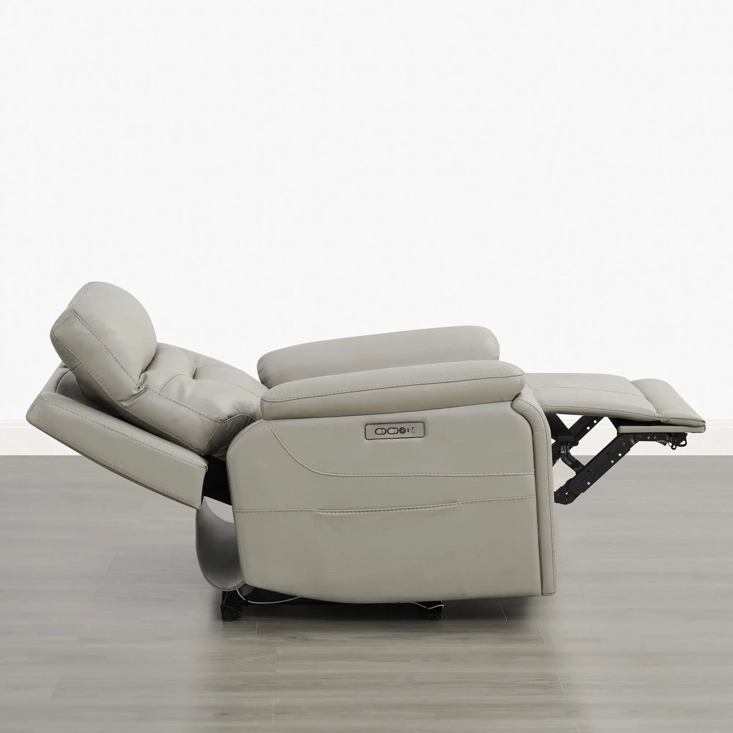 Leather Lay-Flat Power Recliner with LED Lighting