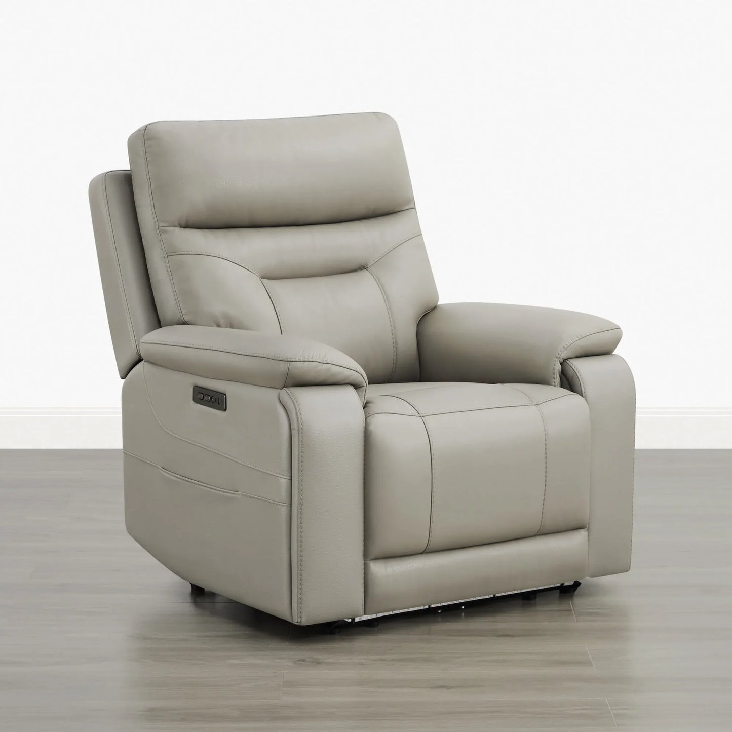 Leather Lay-Flat Power Recliner with LED Lighting