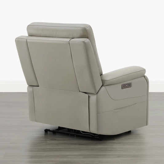 Leather Lay-Flat Power Recliner with LED Lighting