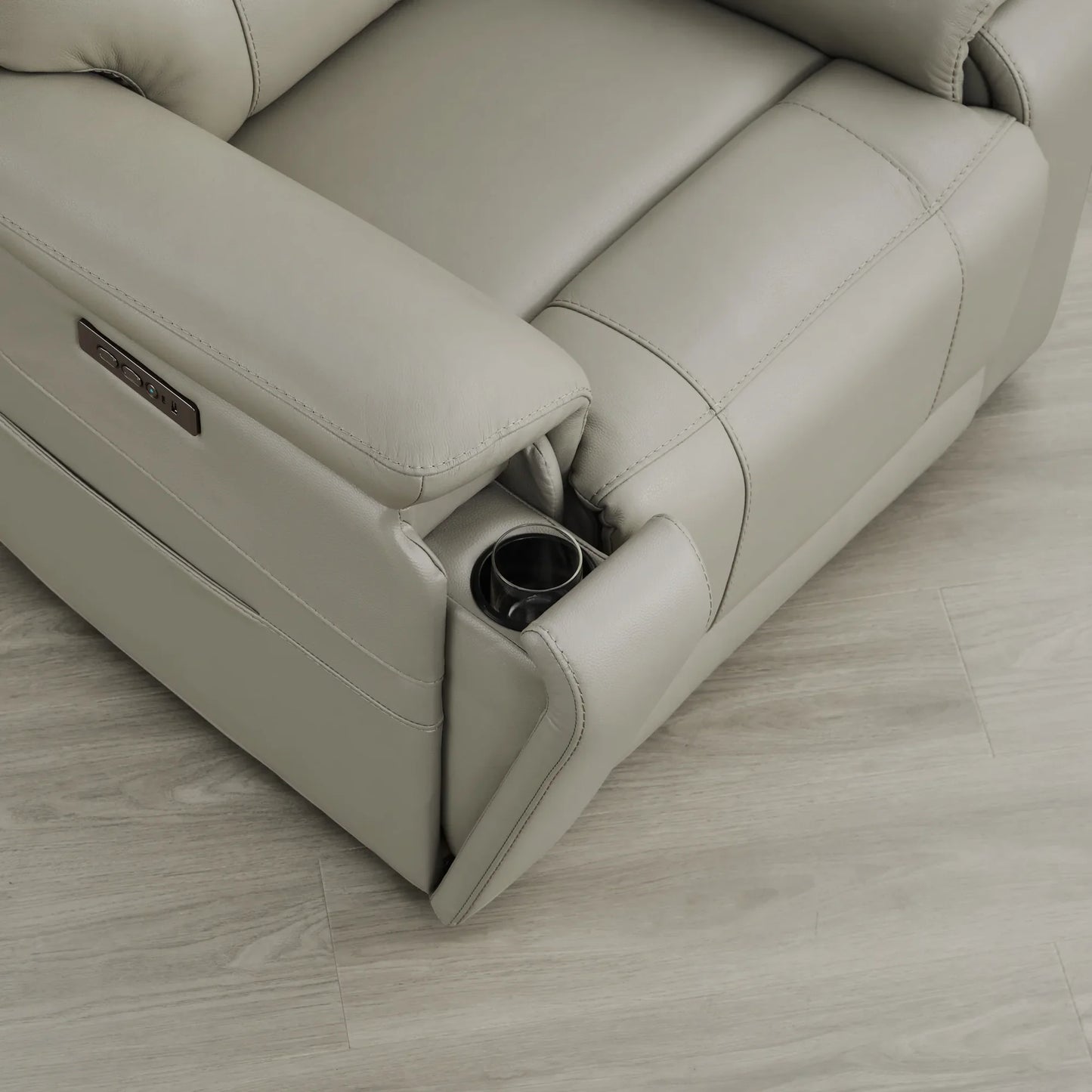 Leather Lay-Flat Power Recliner with LED Lighting
