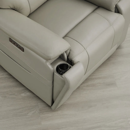 Leather Lay-Flat Power Recliner with LED Lighting