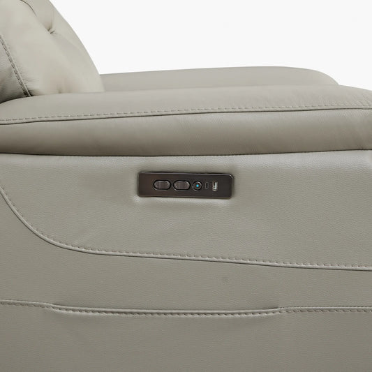 Leather Lay-Flat Power Recliner with LED Lighting