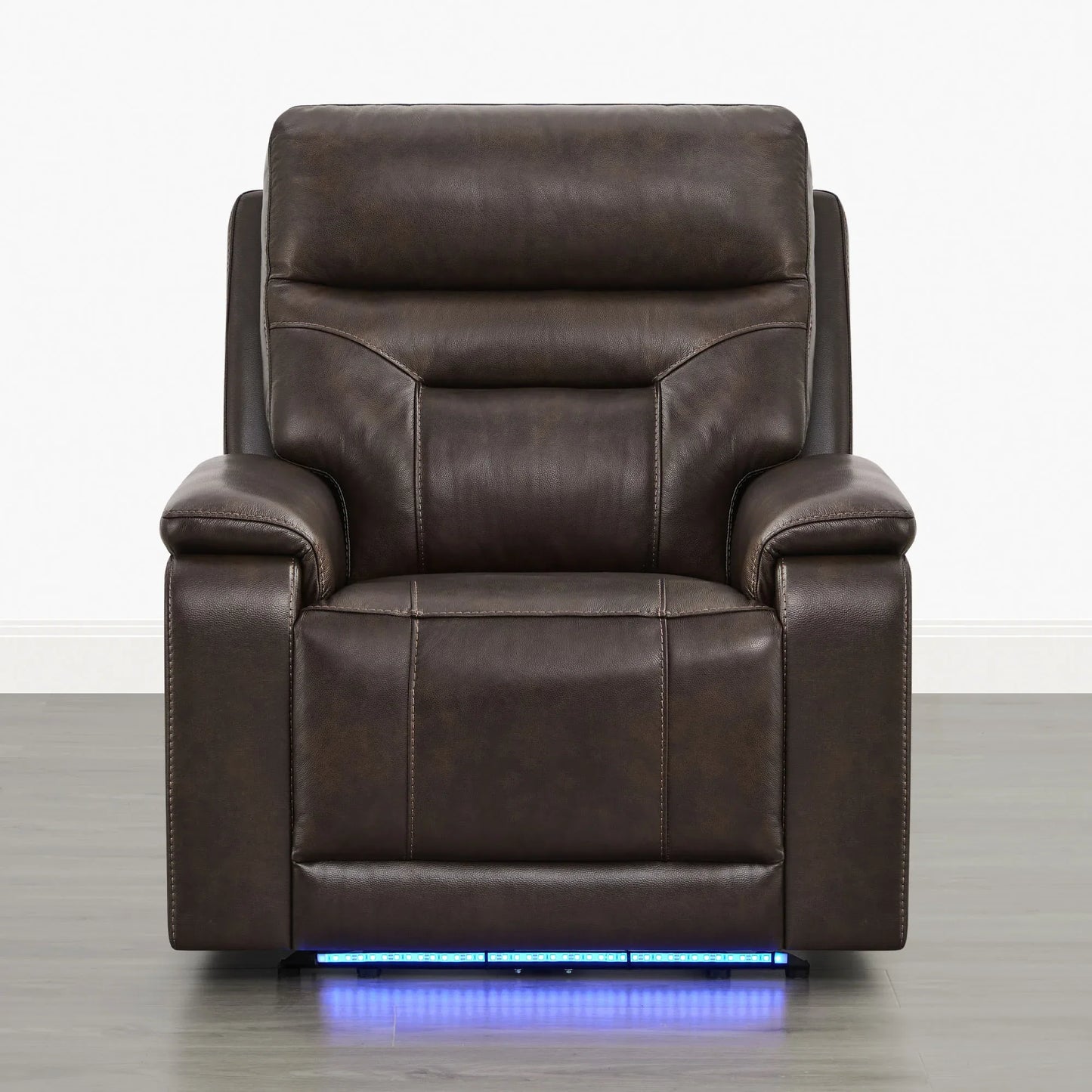 Leather Lay-Flat Power Recliner with LED Lighting