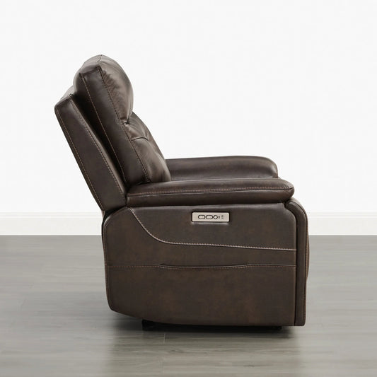 Leather Lay-Flat Power Recliner with LED Lighting