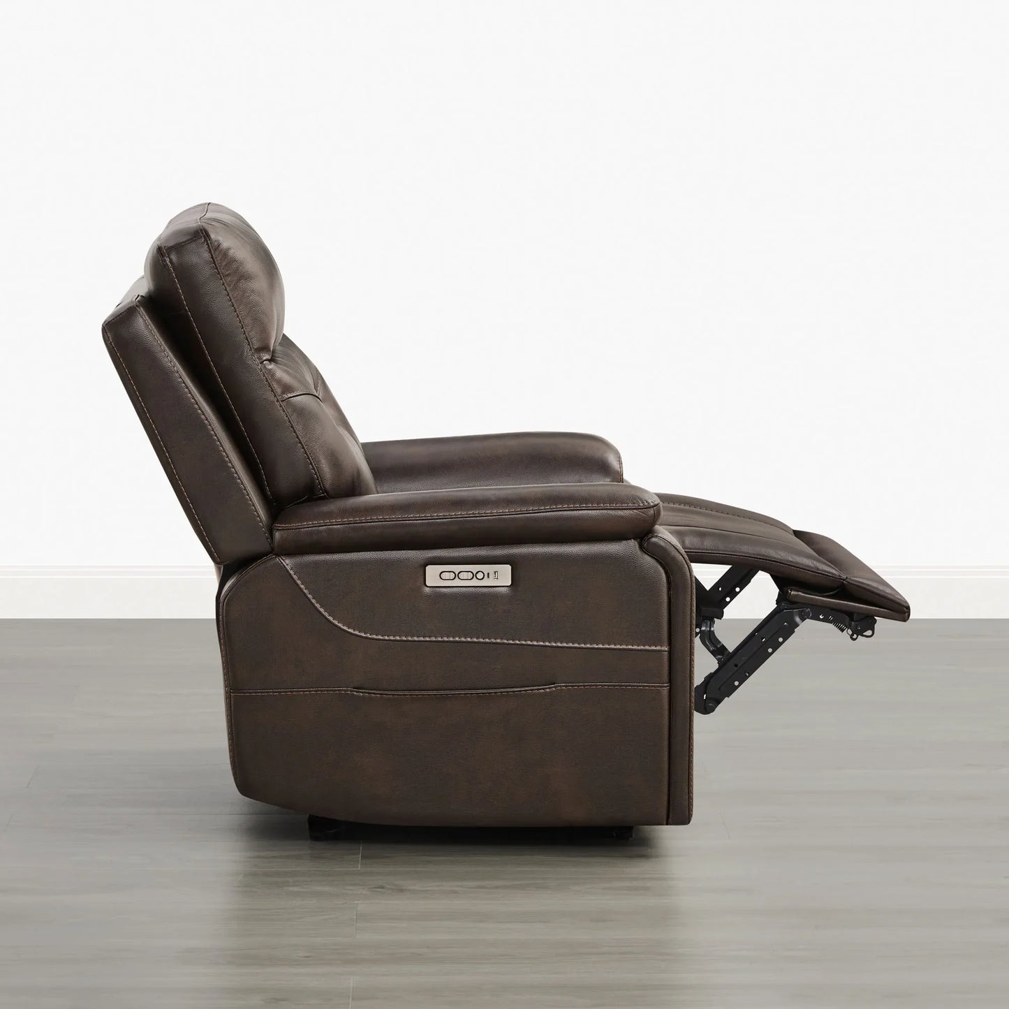 Leather Lay-Flat Power Recliner with LED Lighting