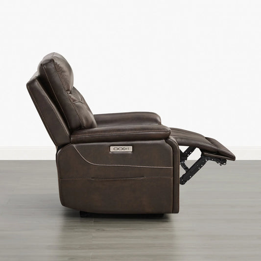 Leather Lay-Flat Power Recliner with LED Lighting