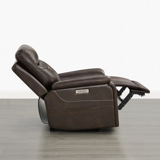 Leather Lay-Flat Power Recliner with LED Lighting