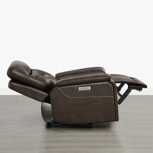 Leather Lay-Flat Power Recliner with LED Lighting