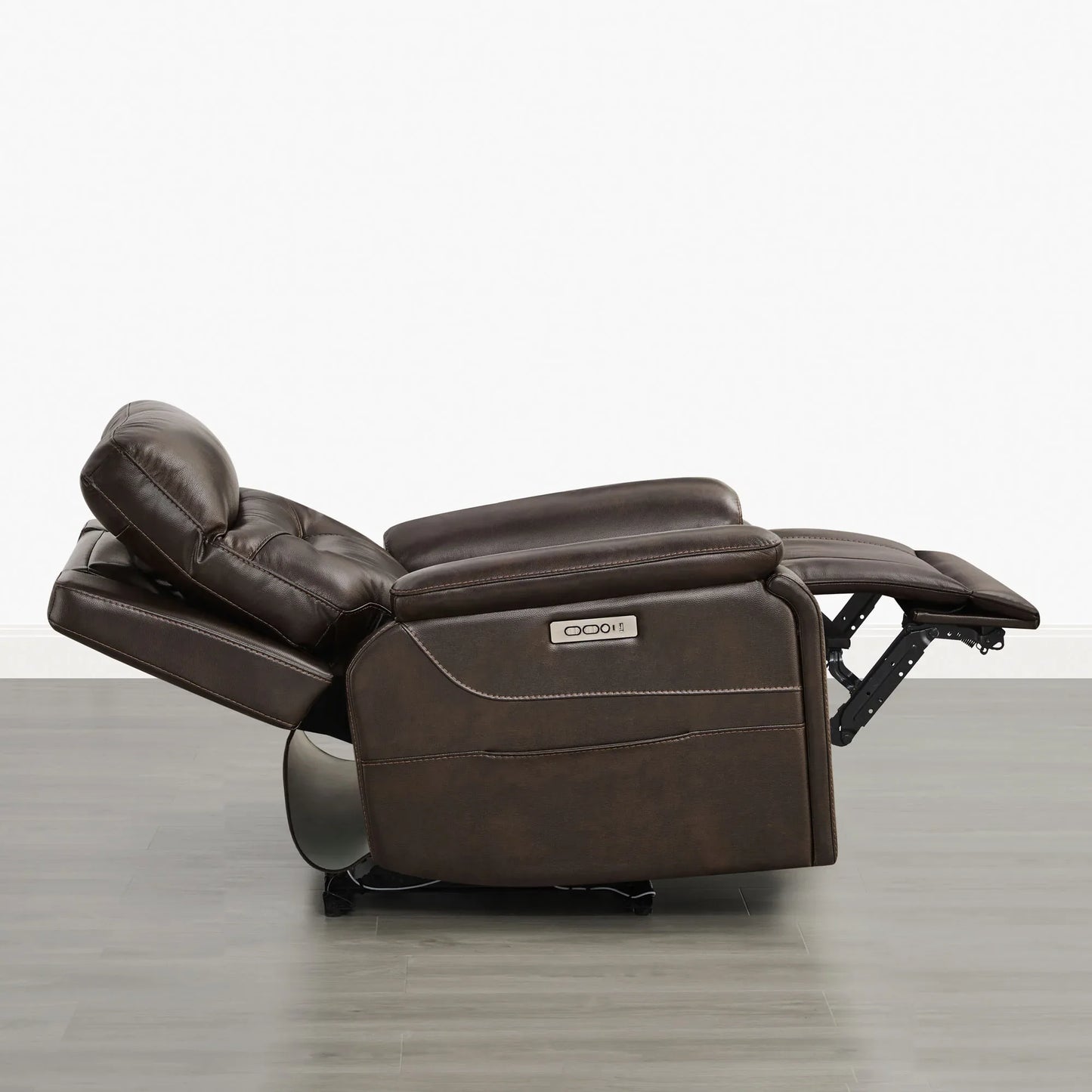 Leather Lay-Flat Power Recliner with LED Lighting