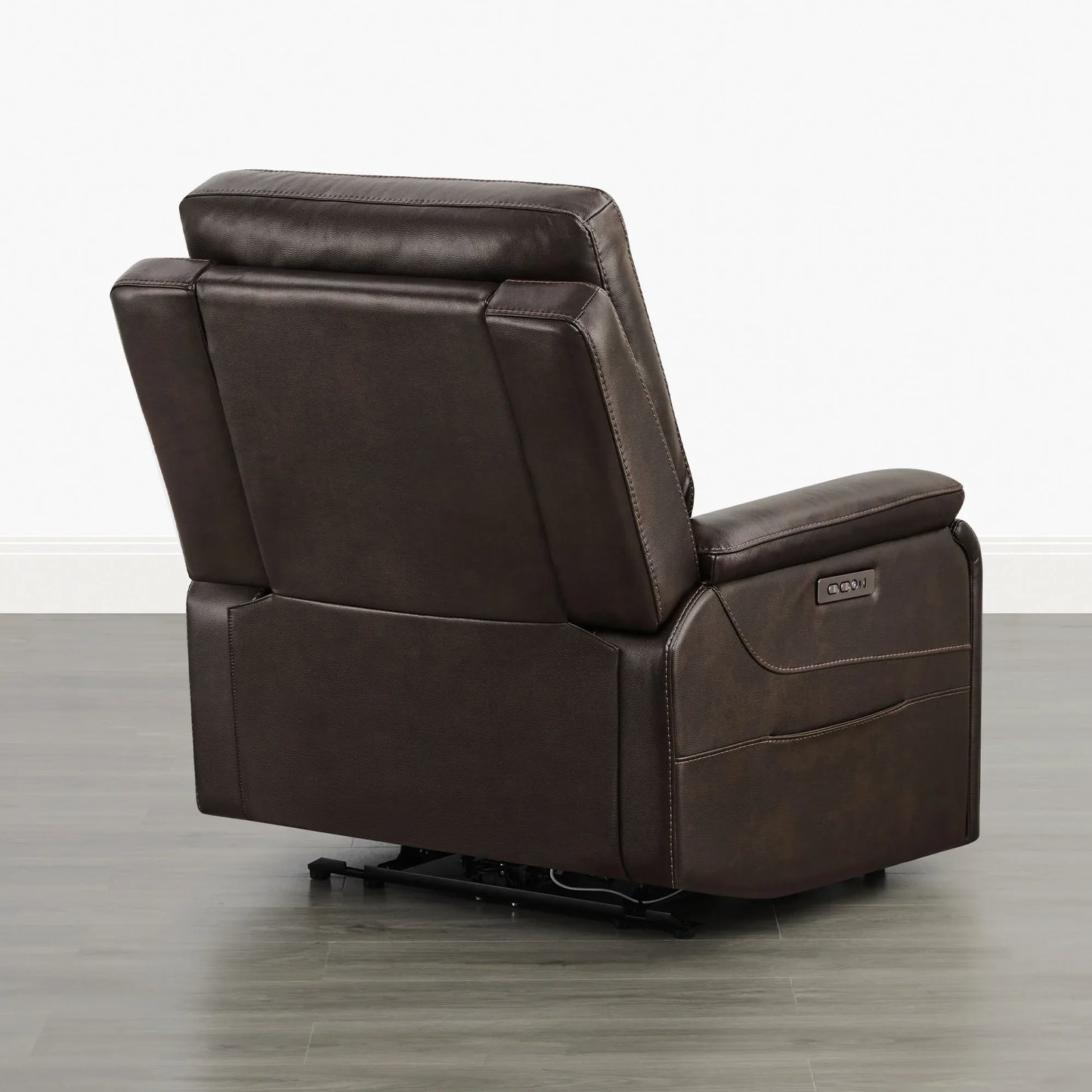 Leather Lay-Flat Power Recliner with LED Lighting