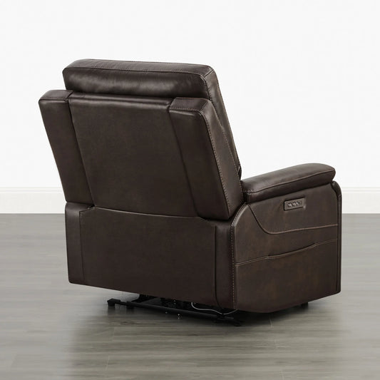 Leather Lay-Flat Power Recliner with LED Lighting