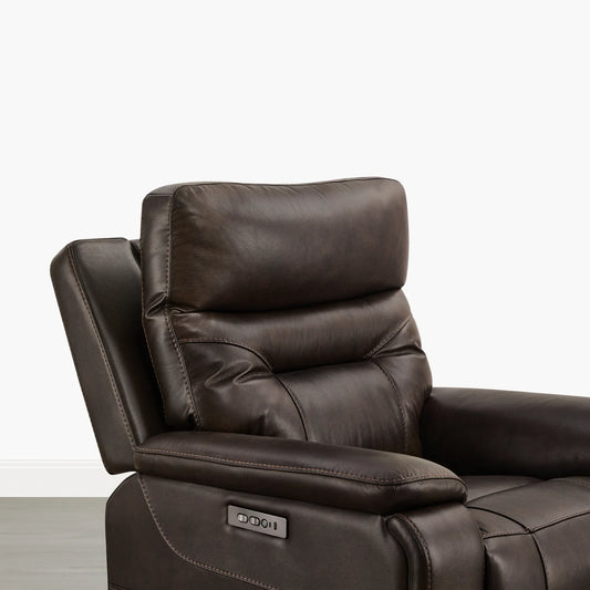 Leather Lay-Flat Power Recliner with LED Lighting