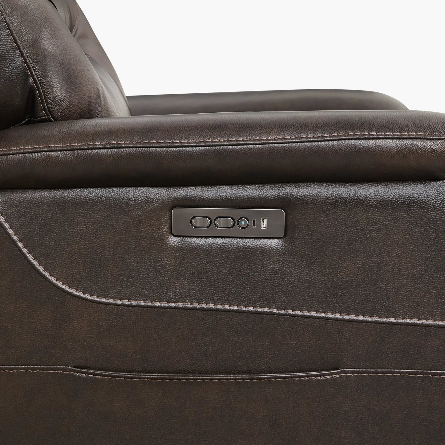 Leather Lay-Flat Power Recliner with LED Lighting