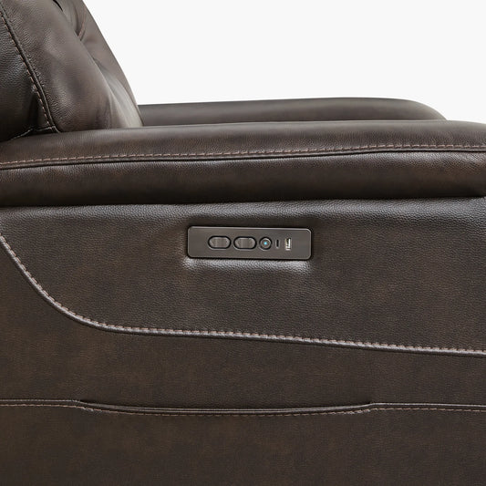 Leather Lay-Flat Power Recliner with LED Lighting