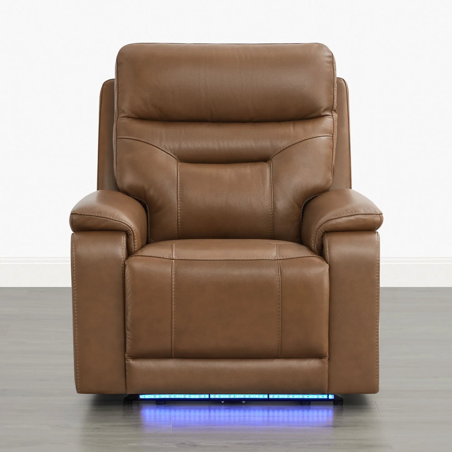 Leather Lay-Flat Power Recliner with LED Lighting