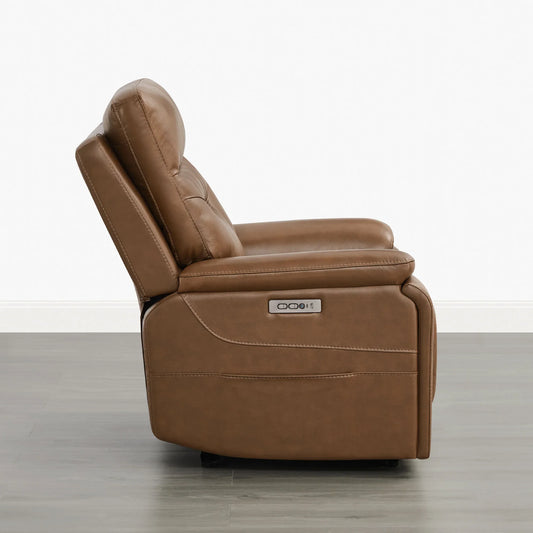 Leather Lay-Flat Power Recliner with LED Lighting