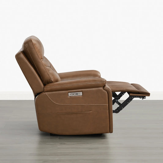 Leather Lay-Flat Power Recliner with LED Lighting