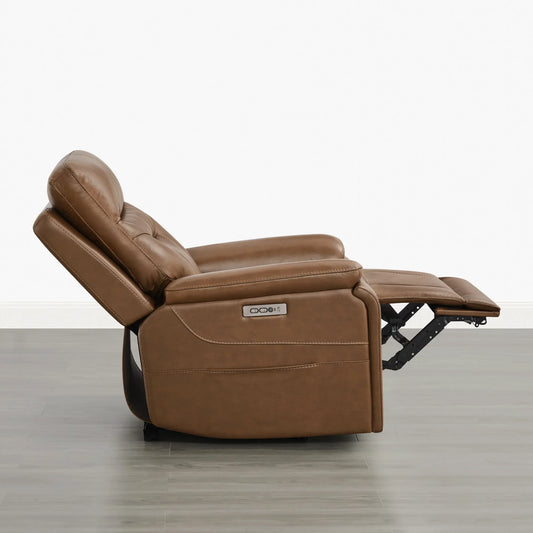 Leather Lay-Flat Power Recliner with LED Lighting