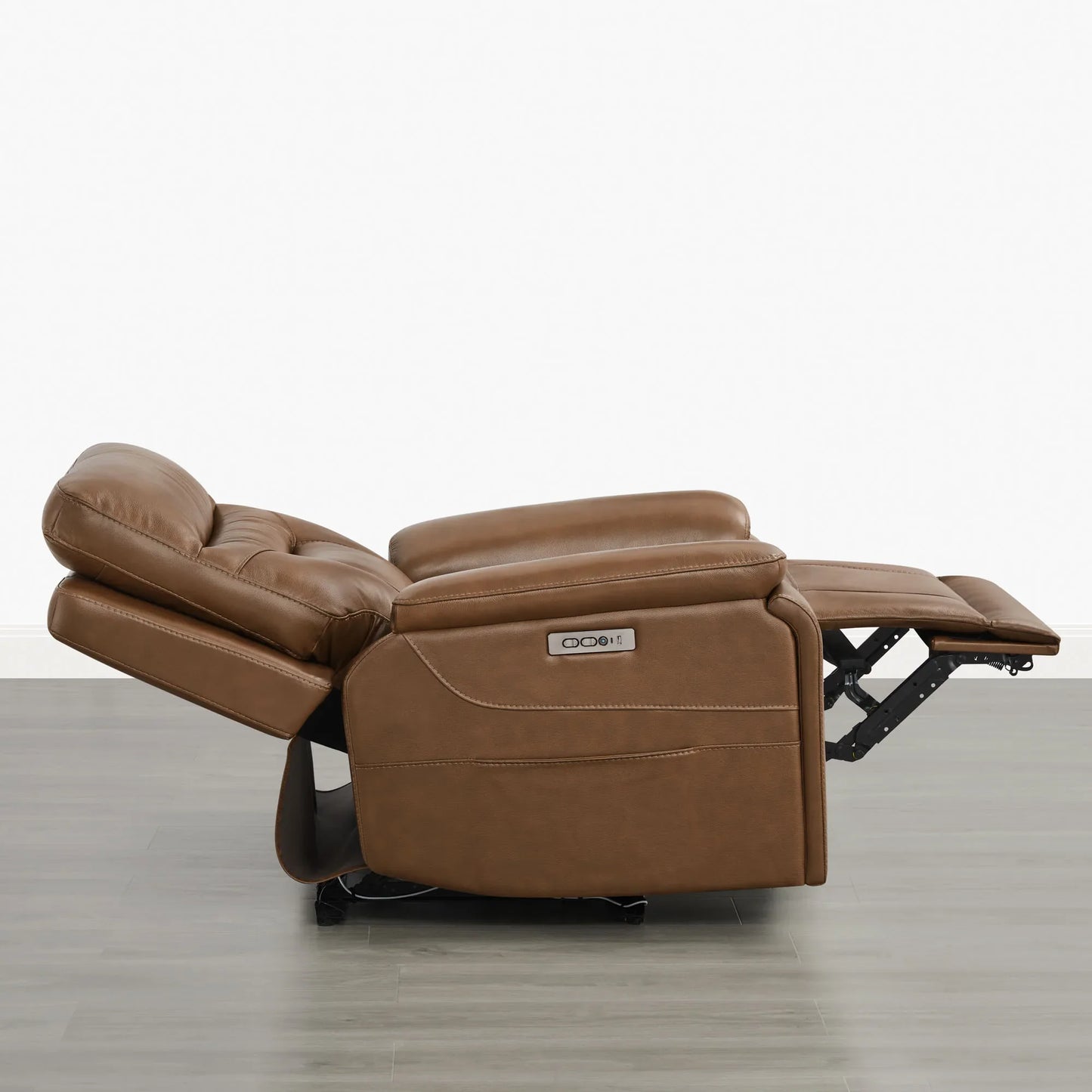 Leather Lay-Flat Power Recliner with LED Lighting