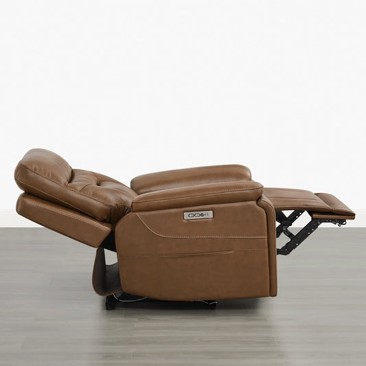 Leather Lay-Flat Power Recliner with LED Lighting
