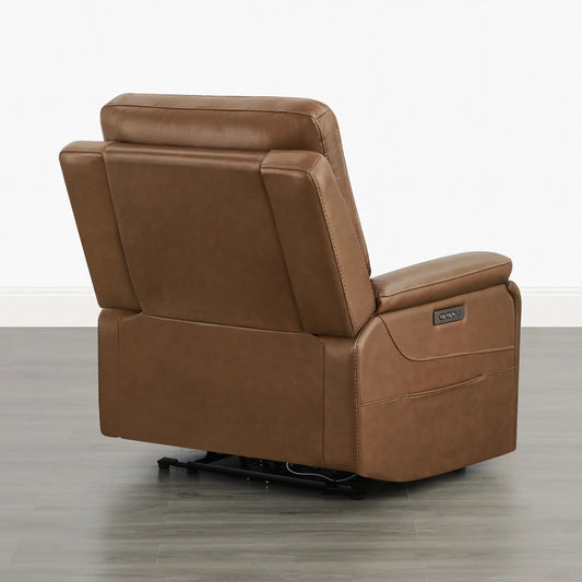 Leather Lay-Flat Power Recliner with LED Lighting