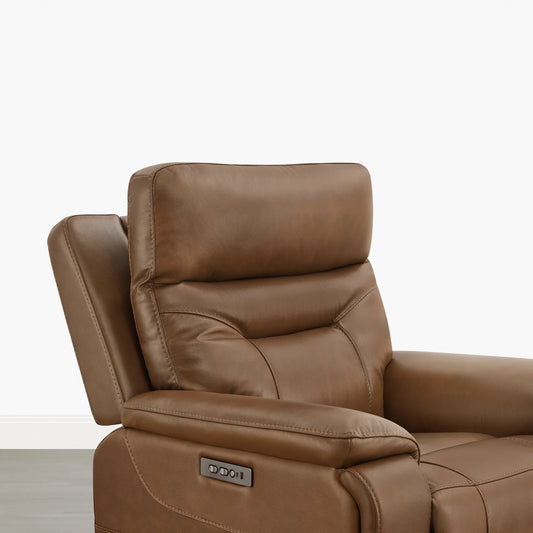 Leather Lay-Flat Power Recliner with LED Lighting