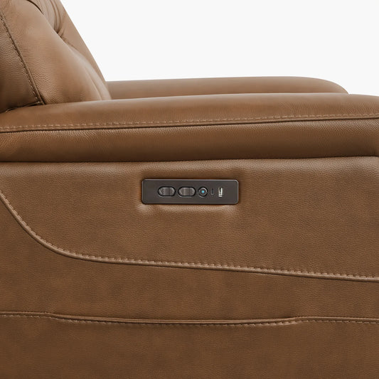 Leather Lay-Flat Power Recliner with LED Lighting