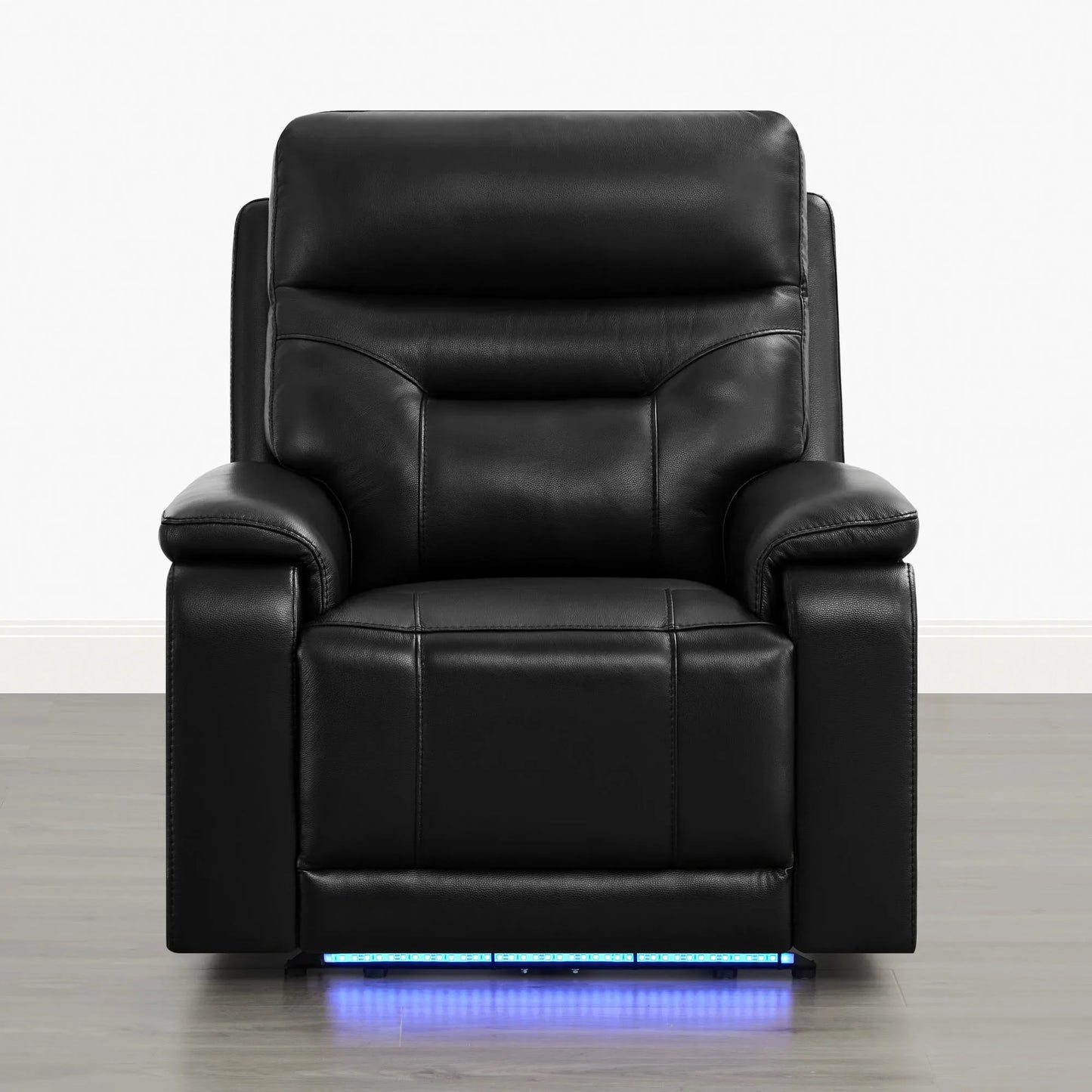 Leather Lay-Flat Power Recliner with LED Lighting