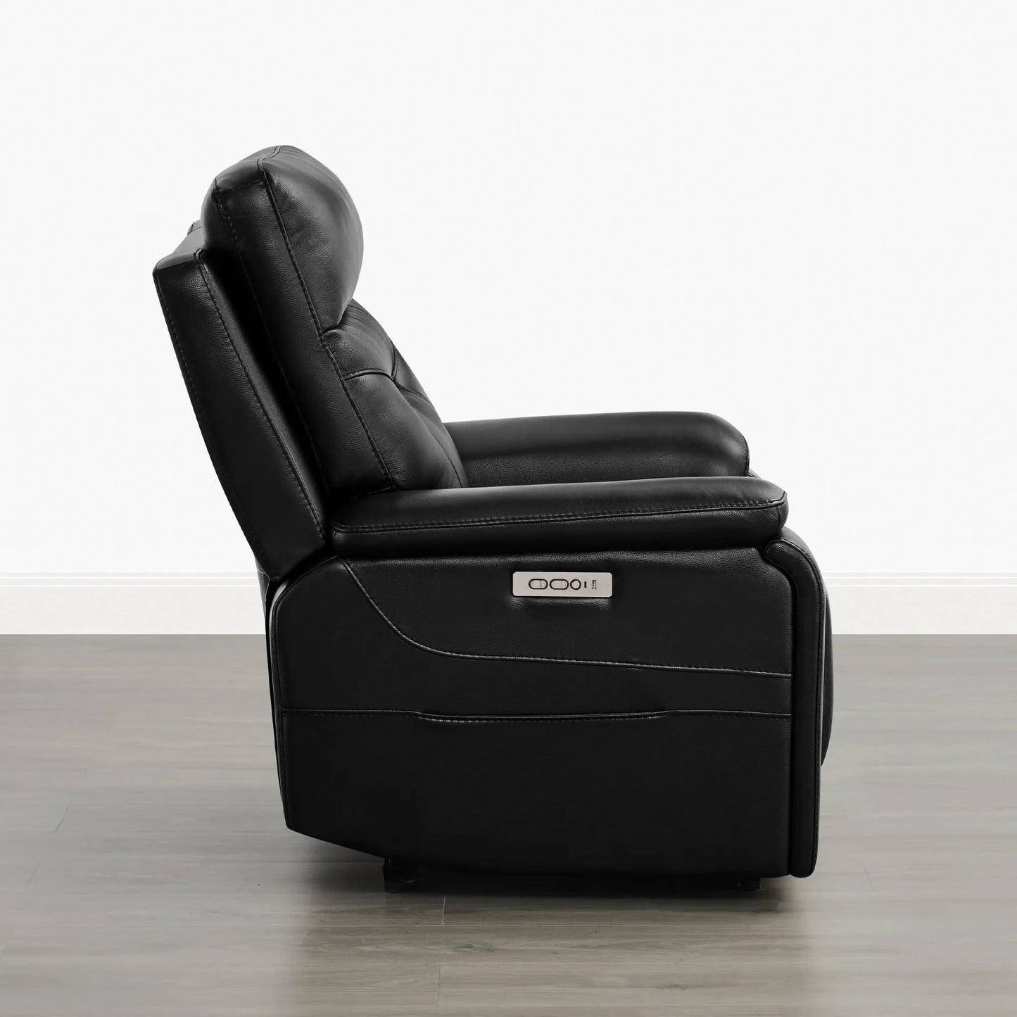 Leather Lay-Flat Power Recliner with LED Lighting